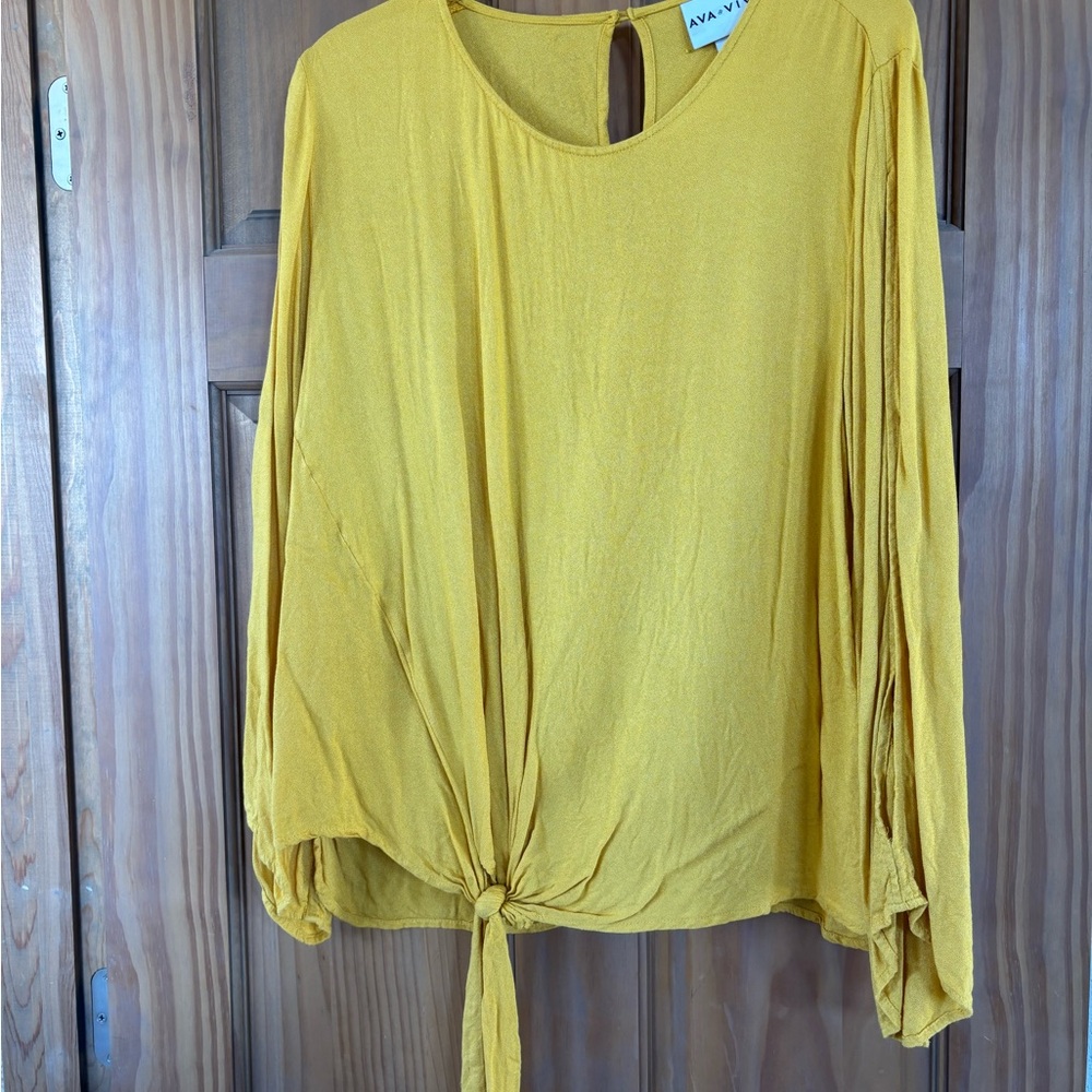 Women's Yellow Tie-Front Top